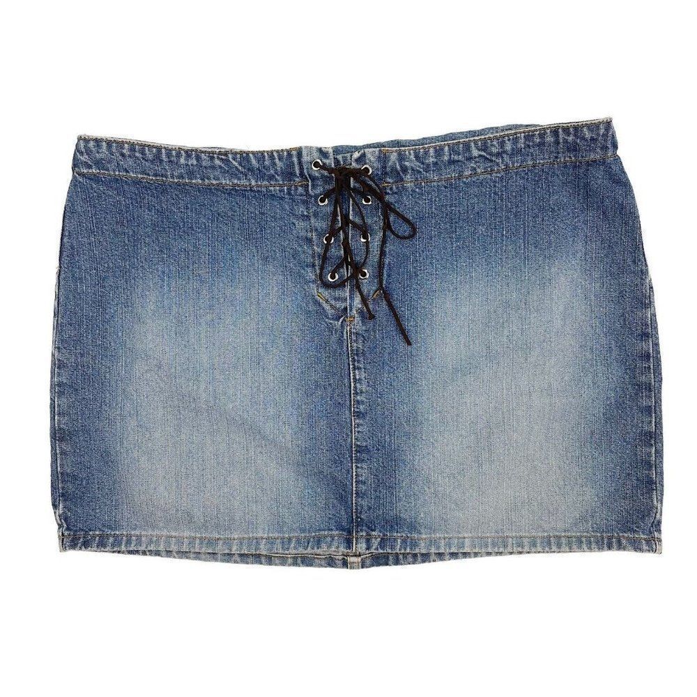 Women’s vintage Y2K Paris Blues Lace up jean mini skirt size 13